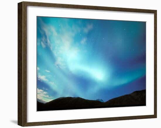 Green Aurora Borealis Around Mt. Snowden, Brooks Range, Alaska, USA-Hugh Rose-Framed Photographic Print