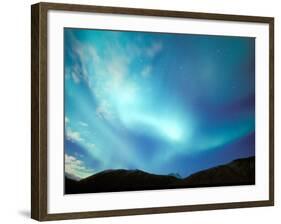 Green Aurora Borealis Around Mt. Snowden, Brooks Range, Alaska, USA-Hugh Rose-Framed Photographic Print