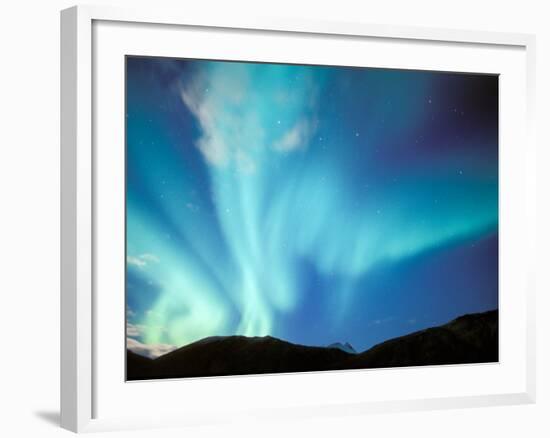 Green Aurora Borealis Around Mt. Snowden, Brooks Range, Alaska, USA-Hugh Rose-Framed Photographic Print