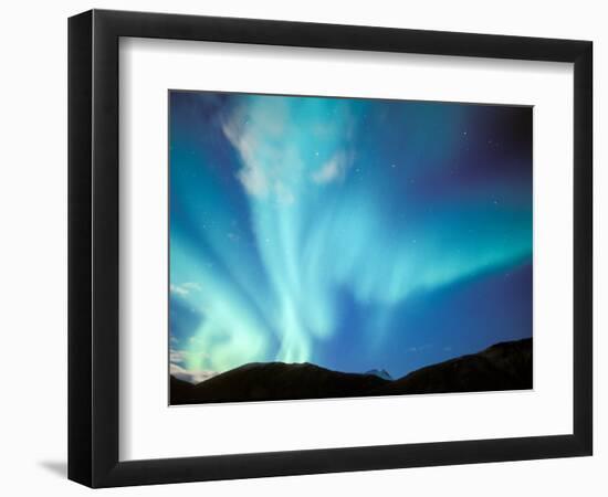 Green Aurora Borealis Around Mt. Snowden, Brooks Range, Alaska, USA-Hugh Rose-Framed Photographic Print