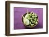 Green Baby Aubergines in Wooden Bowl-Foodcollection-Framed Photographic Print