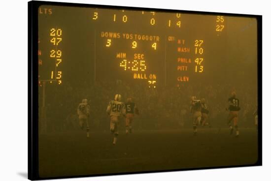 Green Bay Packers' Paul Hornung Eluding Baltimore Colt's Defense to Score 5th Touchdown of Game-Art Rickerby-Stretched Canvas