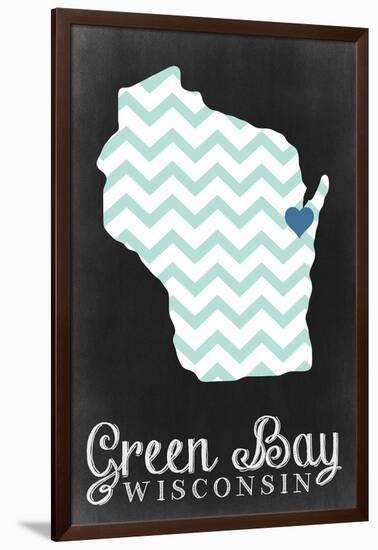 Green Bay, Wisconsin - Chalkboard-Lantern Press-Framed Art Print