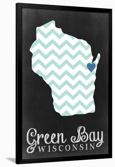 Green Bay, Wisconsin - Chalkboard-Lantern Press-Framed Art Print