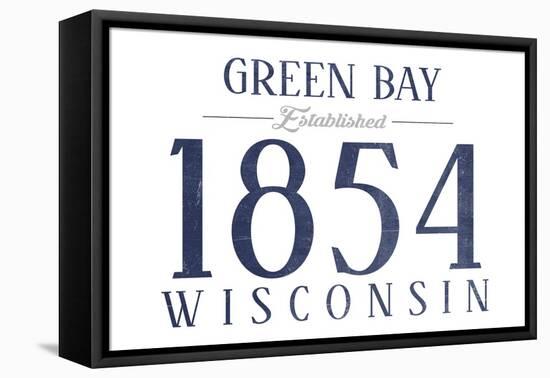 Green Bay, Wisconsin - Established Date (Blue)-Lantern Press-Framed Stretched Canvas