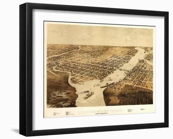 Green Bay, Wisconsin - Panoramic Map-Lantern Press-Framed Art Print