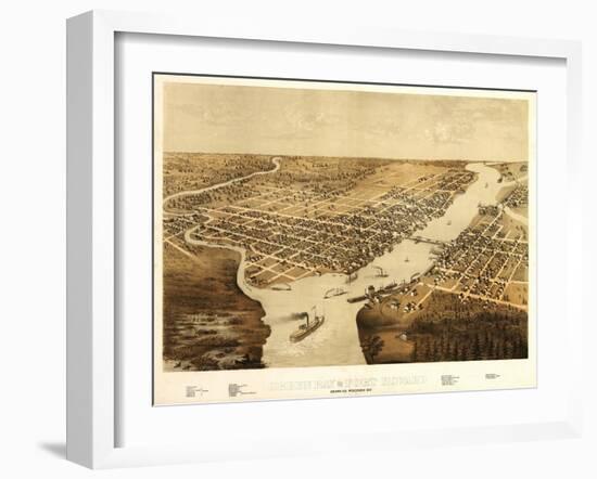 Green Bay, Wisconsin - Panoramic Map-Lantern Press-Framed Art Print