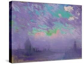 Green, Blue and Purple (View of London)-Joseph Pennell-Stretched Canvas