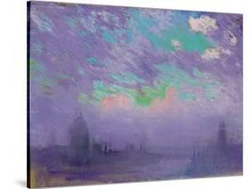 Green, Blue and Purple (View of London)-Joseph Pennell-Stretched Canvas