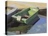 Green Boat, Langorse Lake, October-Tom Hughes-Stretched Canvas