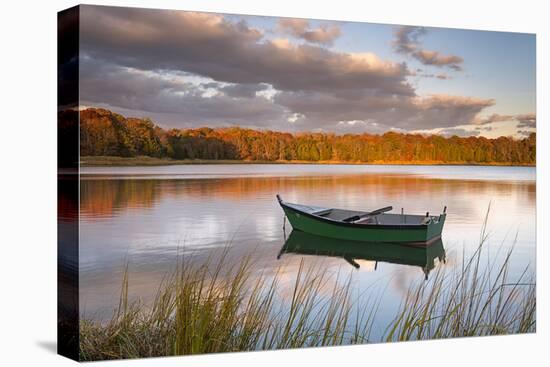Green Boat on Salt Pond-Michael Blanchette Photography-Stretched Canvas