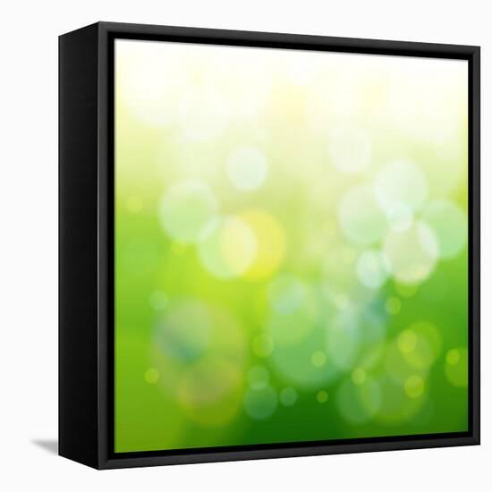 Green Bokeh Abstract Light--Vladimir--Framed Stretched Canvas