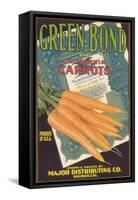 Green Bond Carrot Label - Salinas, CA-Lantern Press-Framed Stretched Canvas