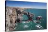 Green Bridge of Wales, Pembrokeshire Coast, Wales, United Kingdom-Billy Stock-Stretched Canvas