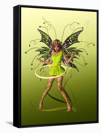 Green Butterfly Fae-Atelier Sommerland-Framed Stretched Canvas