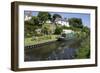 Green Canal Barge Moored on Grand Western Union-null-Framed Photographic Print