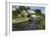 Green Canal Barge Moored on Grand Western Union-null-Framed Photographic Print