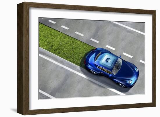 Green Car, Conceptual Image-SMETEK-Framed Photographic Print