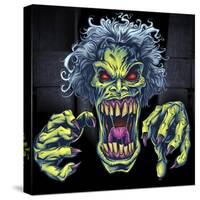 Green Cartoon Zombie-FlyLand Designs-Stretched Canvas