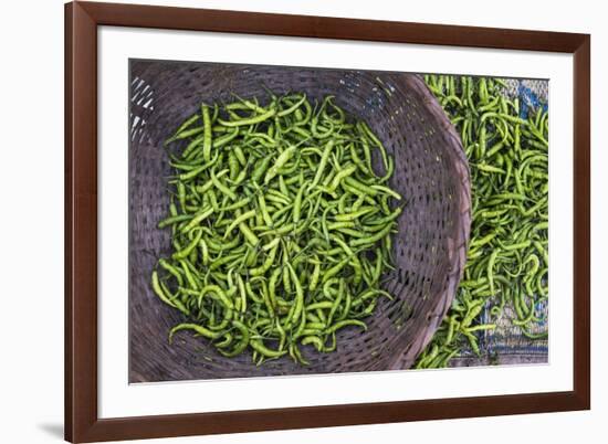 Green Chillies in Hpa an Morning Market, Kayin State (Karen State), Myanmar (Burma), Asia-Matthew Williams-Ellis-Framed Photographic Print