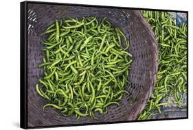 Green Chillies in Hpa an Morning Market, Kayin State (Karen State), Myanmar (Burma), Asia-Matthew Williams-Ellis-Framed Stretched Canvas