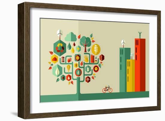 Green City Concept-cienpies-Framed Art Print