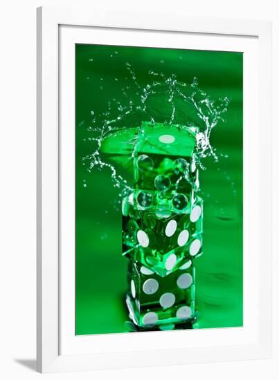 Green Dice Splash-Steve Gadomski-Framed Photographic Print