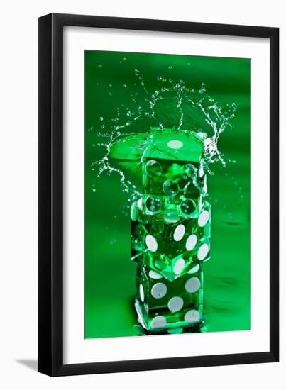 Green Dice Splash-Steve Gadomski-Framed Photographic Print