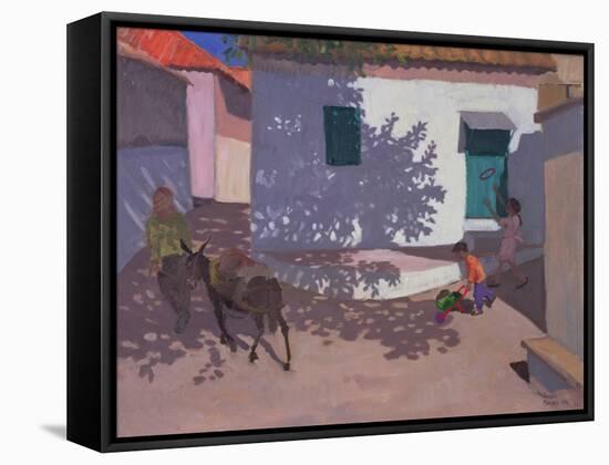 Green Door and Shadows, Lesbos, 1996-Andrew Macara-Framed Stretched Canvas