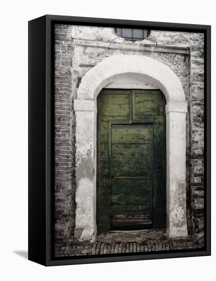 Green door in Penne-Andrea Costantini-Framed Stretched Canvas