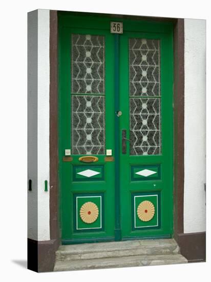 Green Door, Warnemunde, Germany-Russell Young-Stretched Canvas