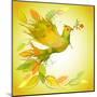 Green Dove with Flower Branch and Autumn Leaves-Scarlet Starlet-Mounted Art Print