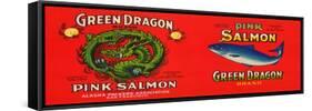 Green Dragon Brand Salmon Label - San Francisco, CA-Lantern Press-Framed Stretched Canvas