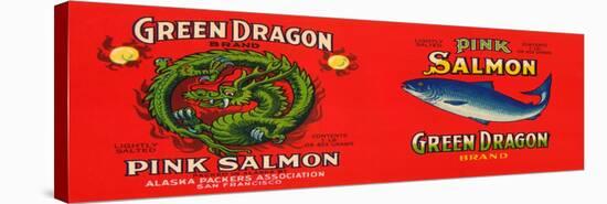 Green Dragon Brand Salmon Label - San Francisco, CA-Lantern Press-Stretched Canvas