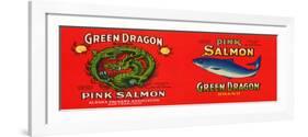 Green Dragon Brand Salmon Label - San Francisco, CA-Lantern Press-Framed Art Print