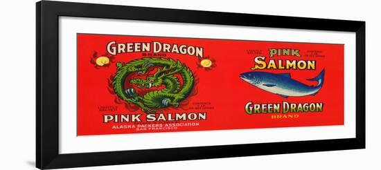 Green Dragon Brand Salmon Label - San Francisco, CA-Lantern Press-Framed Art Print