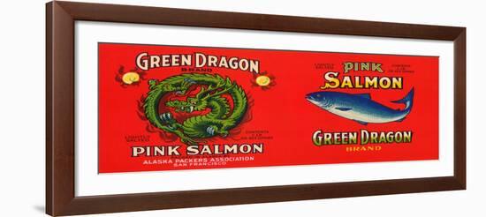 Green Dragon Brand Salmon Label - San Francisco, CA-Lantern Press-Framed Art Print