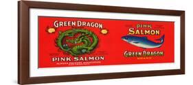 Green Dragon Brand Salmon Label - San Francisco, CA-Lantern Press-Framed Art Print