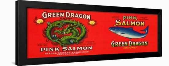 Green Dragon Brand Salmon Label - San Francisco, CA-Lantern Press-Framed Art Print