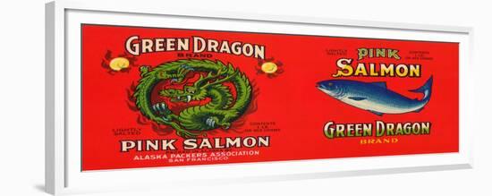 Green Dragon Brand Salmon Label - San Francisco, CA-Lantern Press-Framed Premium Giclee Print