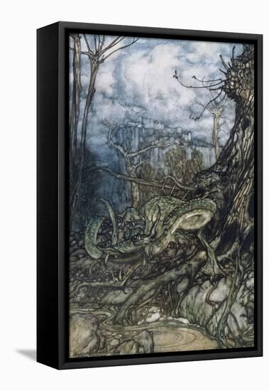 Green Dragon-Arthur Rackham-Framed Stretched Canvas