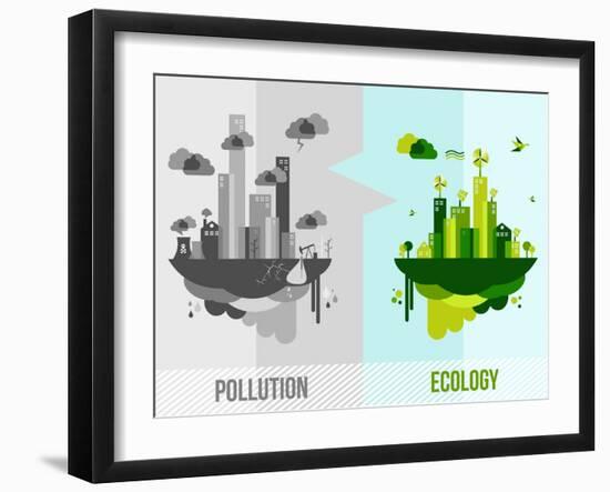 Green Environment Illustration-cienpies-Framed Art Print