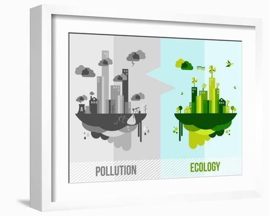 Green Environment Illustration-cienpies-Framed Art Print