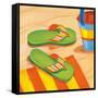 Green Flip Flops-Paul Brent-Framed Stretched Canvas