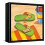 Green Flip Flops-Paul Brent-Framed Stretched Canvas