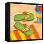 Green Flip Flops-Paul Brent-Framed Stretched Canvas