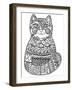 Green Folk Cat 1: LINE ART-Oxana Zaika-Framed Giclee Print