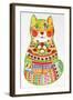 Green Folk Cat 1-Oxana Zaika-Framed Giclee Print