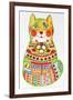 Green Folk Cat 1-Oxana Zaika-Framed Giclee Print