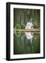 Green forest and chapel perfectly reflected in Lake Braies (Pragser Wildsee)-Roberto Moiola-Framed Photographic Print